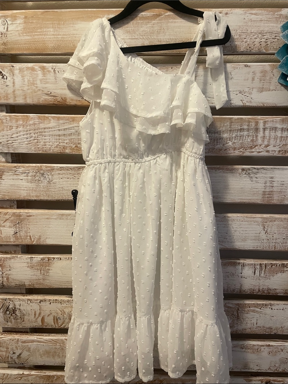 Grace Karin 8Y Girls White One-Shoulder Ruffle Dress